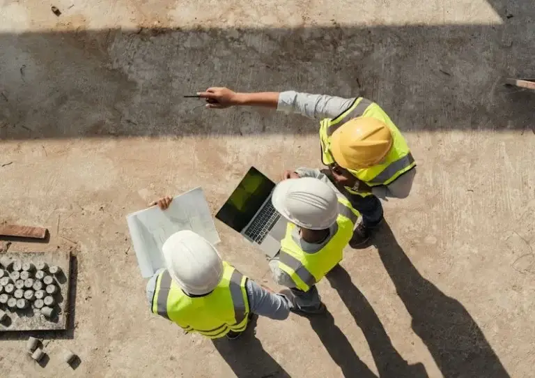 engineers reviewing construction site