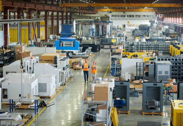 workers walking in manufacturing facility