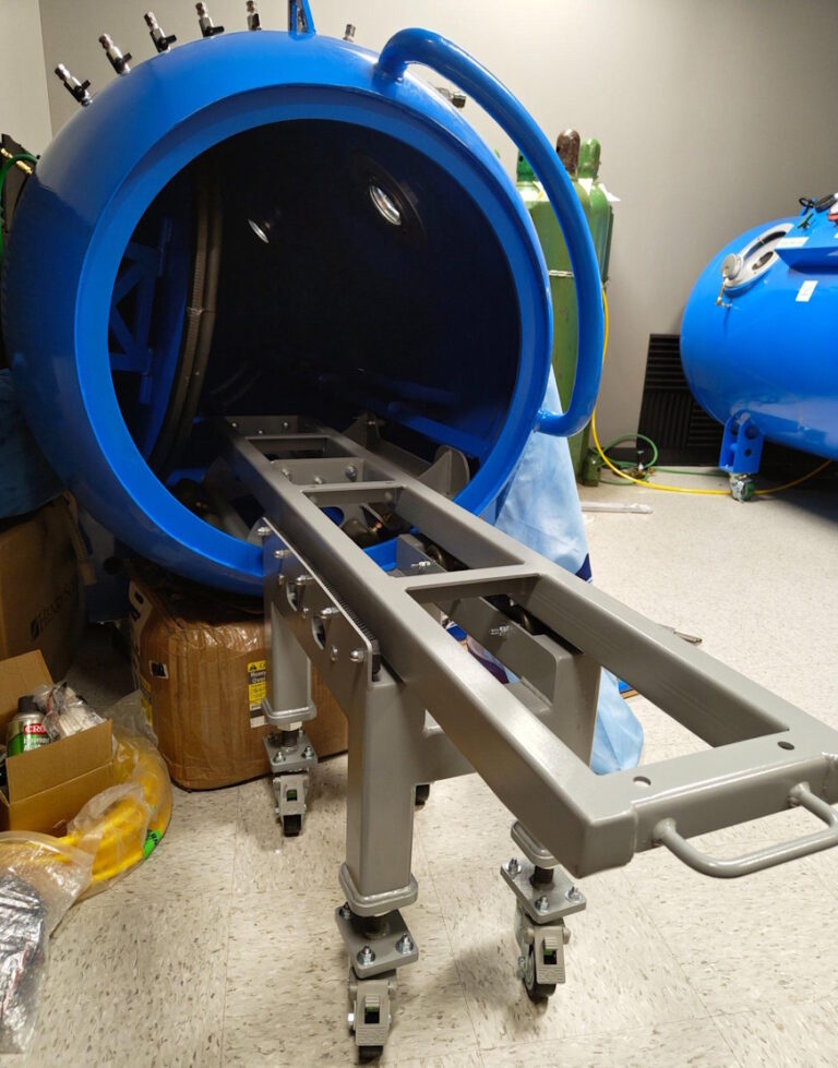 custom bed and support assembly for hyperbaric chamber