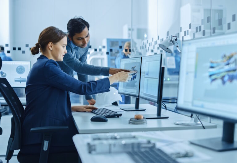 engineering team looking at product design