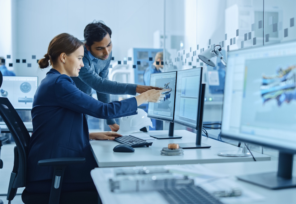 engineering team looking at product design