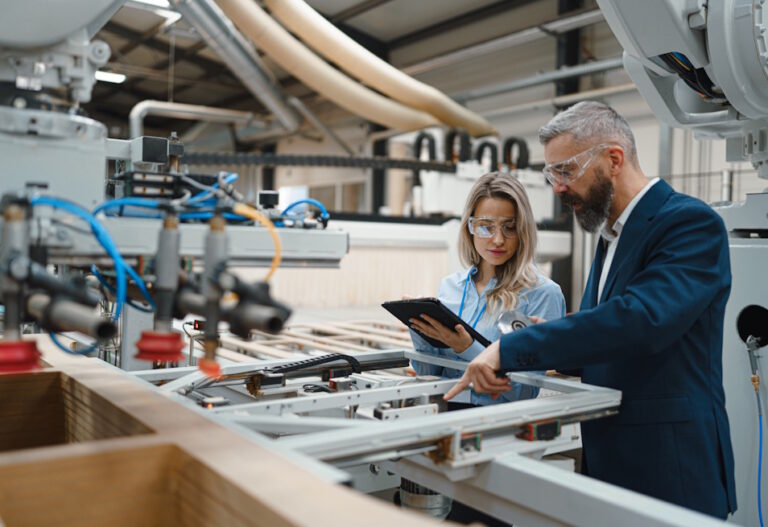 business team reviewing product development